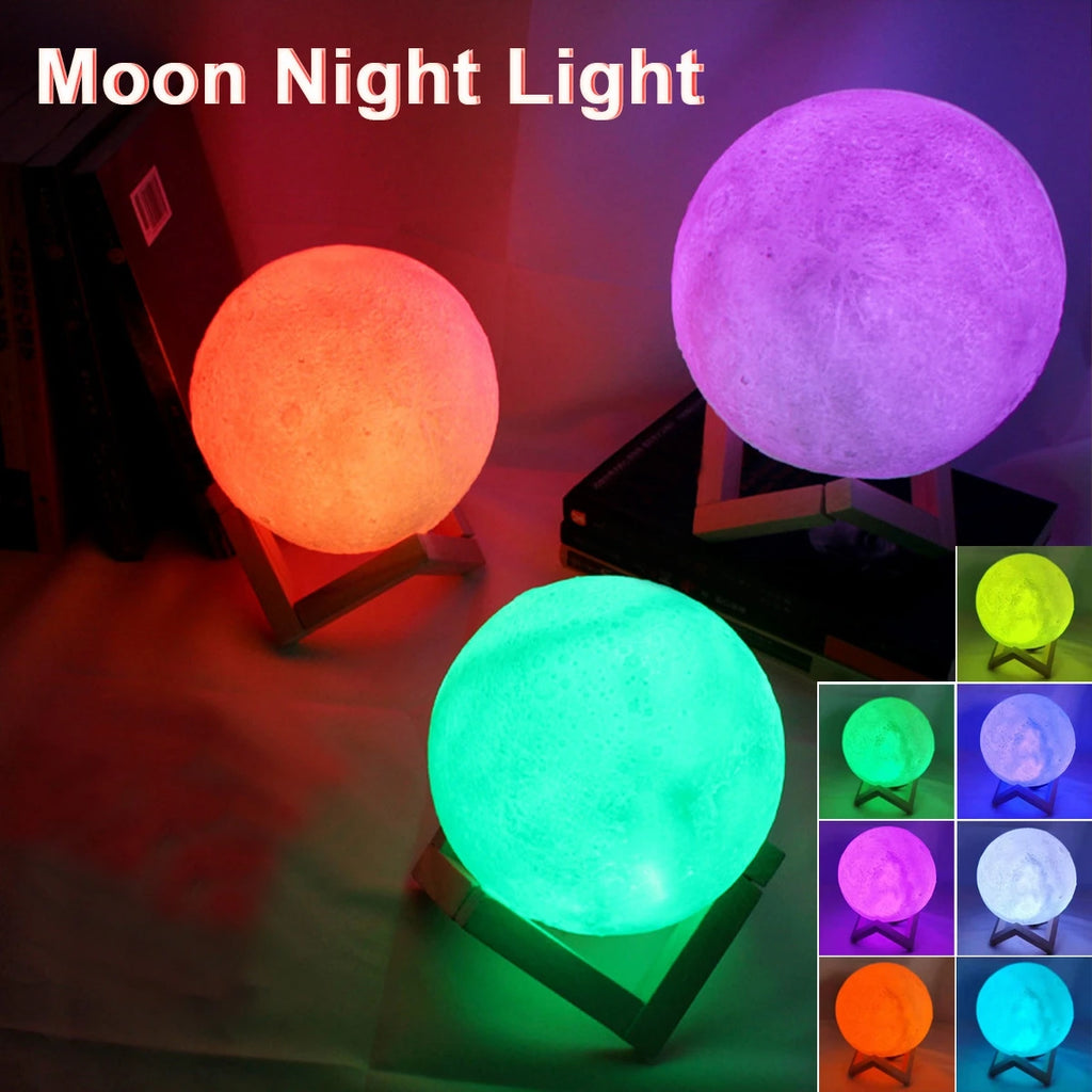 Moon Lamp LED Night Light Battery Powered With Stand Starry Lamp For Bedroom Decor Night Lights Kids Gift Moon Lamp