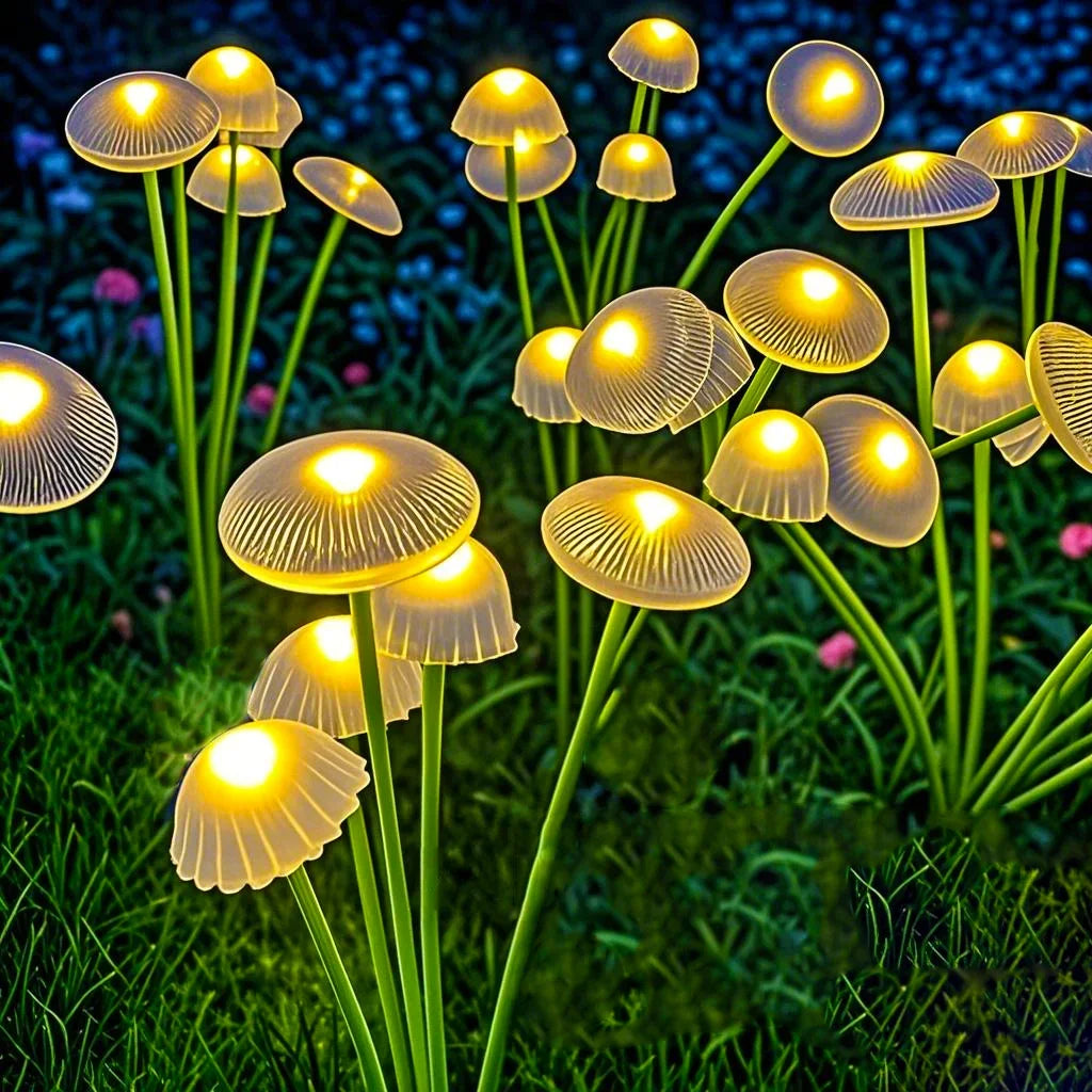 Solar Garden Lights Dual Mode LED Solar Mushroom Lights Waterproof Decor Yard Patio Pathway Jellyfish for Garden Ambiance Decor